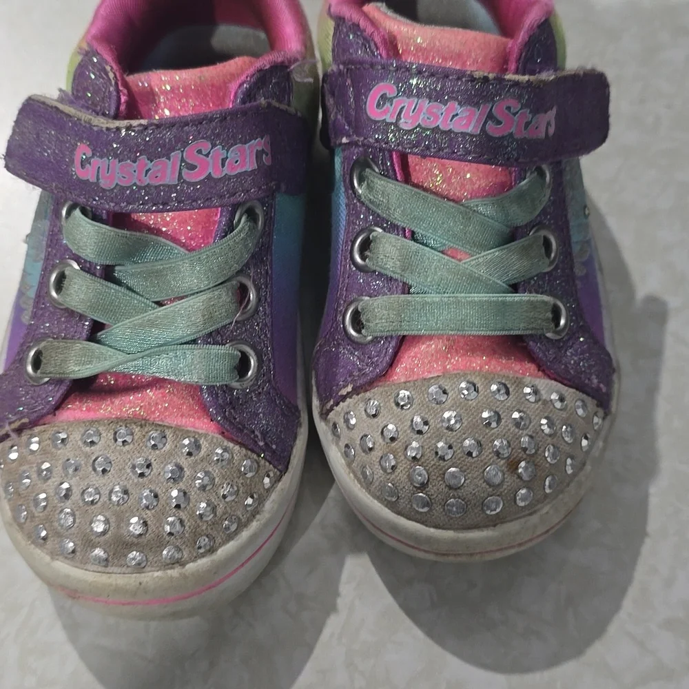 Skechers‎ Crystal Stars Toddler Girl  Light Up Sneakers  Size 6